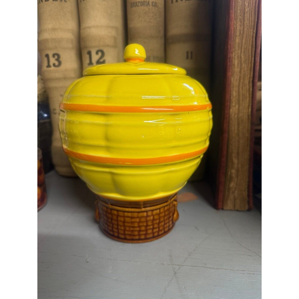 Vintage, hot air, balloon, cookie jar, whimsical, collectible, kitchen storage